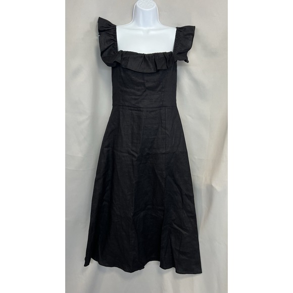 Reformation Dresses & Skirts - Reformation Women's Amethyst Linen Midi Dress Black Sz‎ 6